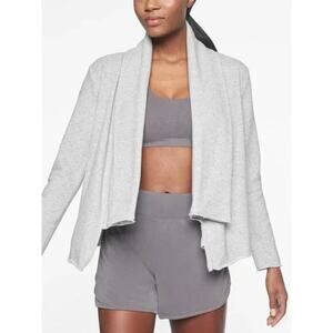 Athleta French Terry Pique Wrap Cardigan Gray Size S